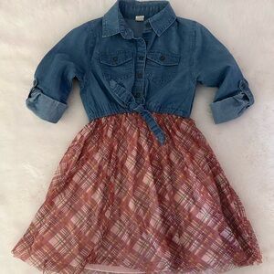 Butter Denim and Plaid Kids Dress